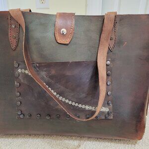 Leather distressed large bag/purse